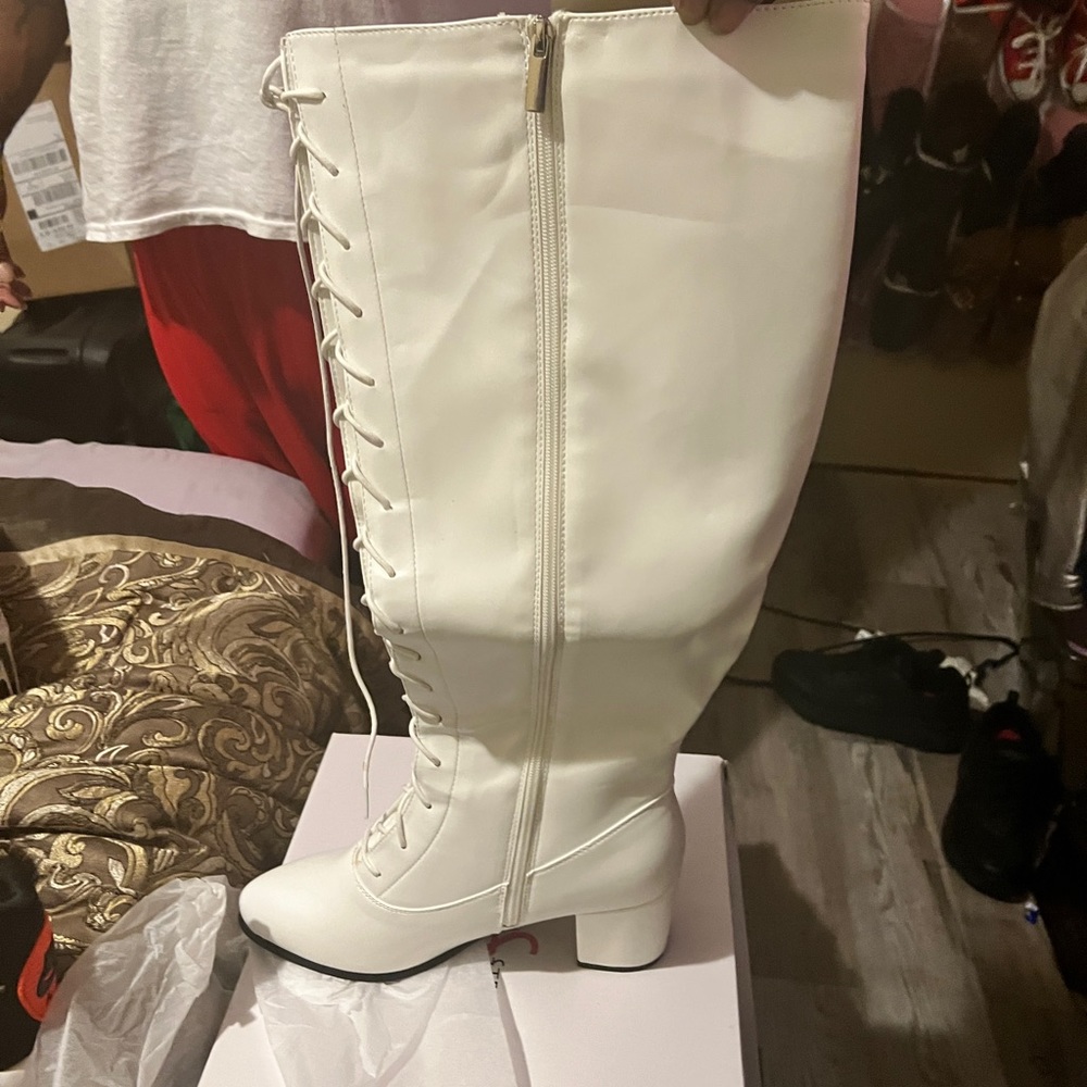 COPY - White wide calf boots